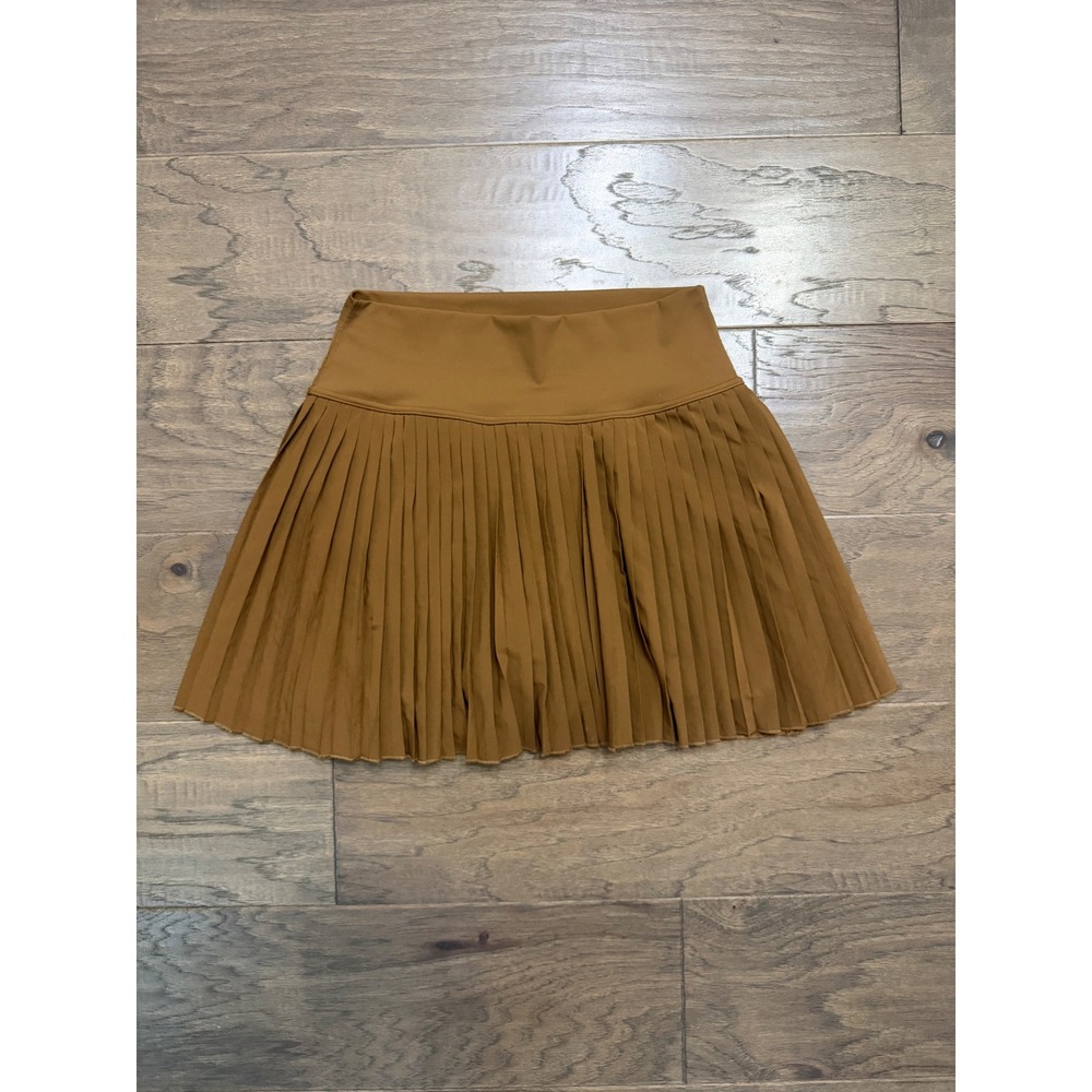Santiny Pleated Tennis Skort Womens S Brown Polyester Solid Athletic Golf Skirt